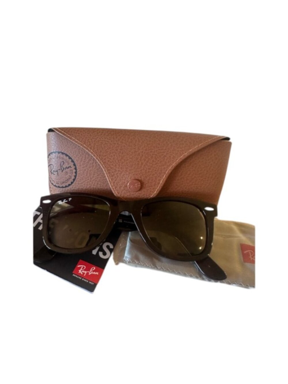 NEW RAY-BAN Original Wayfarer RB2140 902/57 Polarized Sunglasses Tortoise 50mm